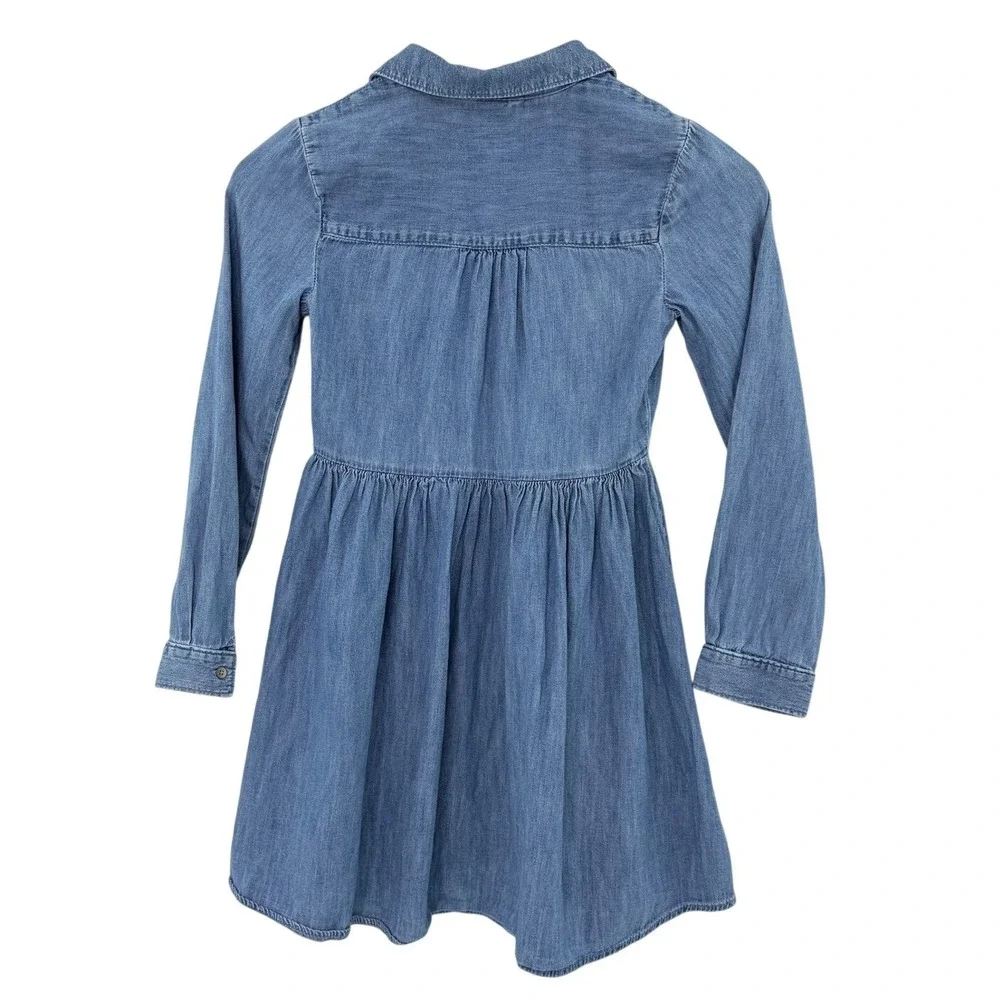 Gap Kids Girls Medium Denim Long Sleeve Button Front Shirt Dress‎ Size M